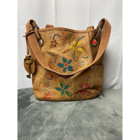 Fossil Handbags - VINTAGE fossil Bag with flowers
